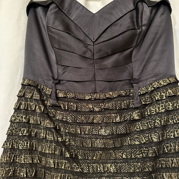 Be Seduced Black and Gold Ruffled Mini Dress - Picture 2 of 6